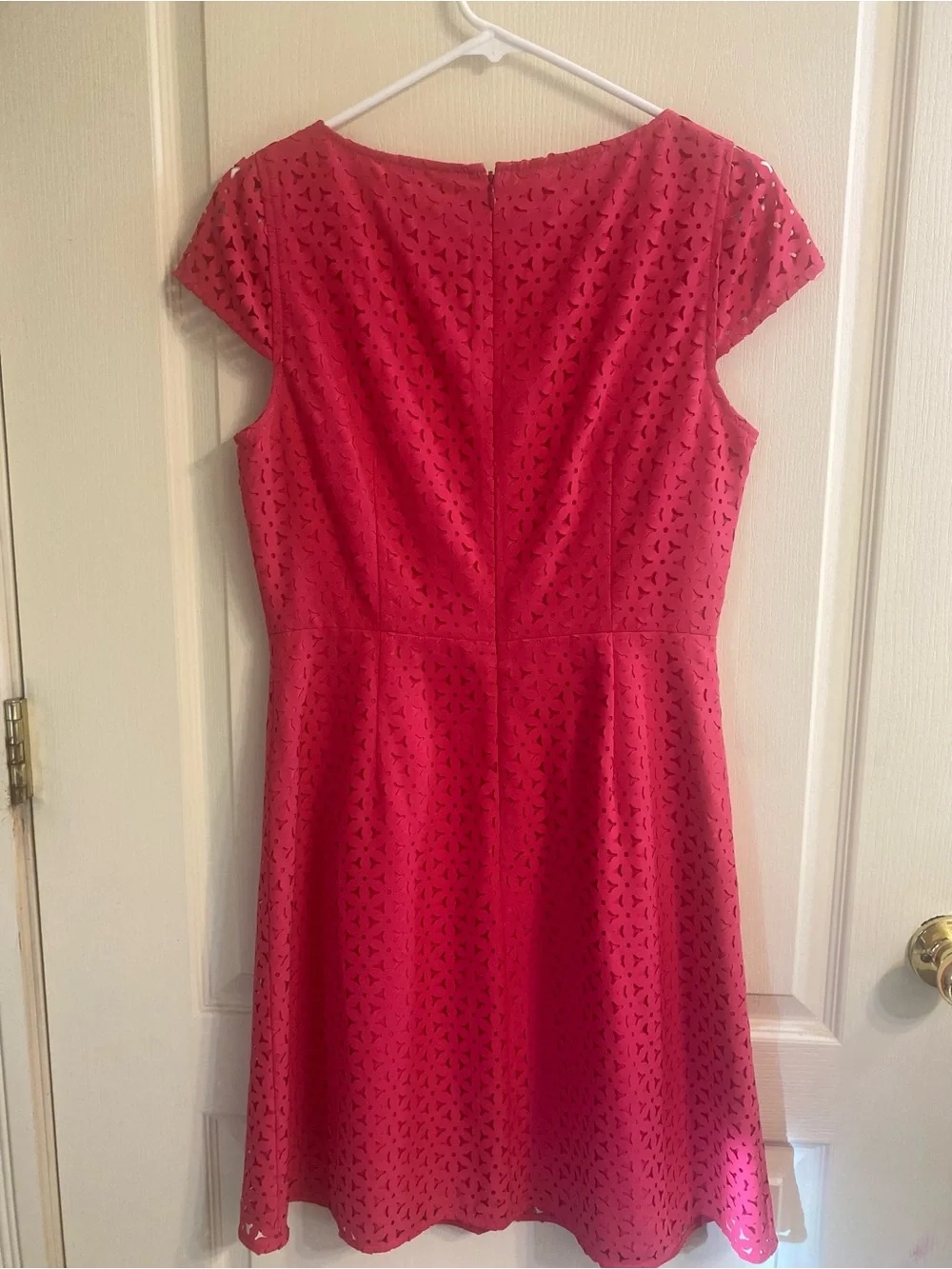 J. Crew Hot Pink Eyelet Midi Dress